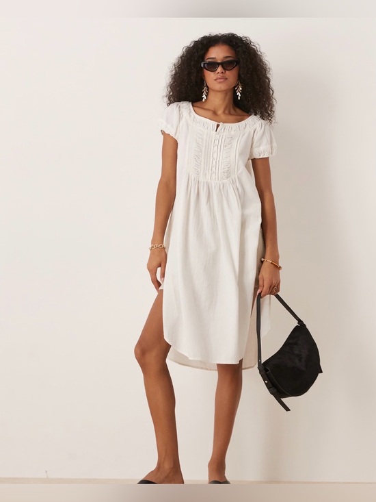 Free People Dresses & Skirts - FREE PEOPLE Fayre Midi Tunic Dress Ivory Cottagecore Boho NWT Size M